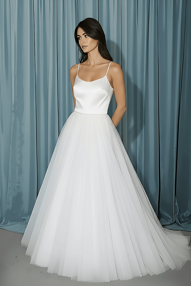 A-line wedding dress in layers of tulle